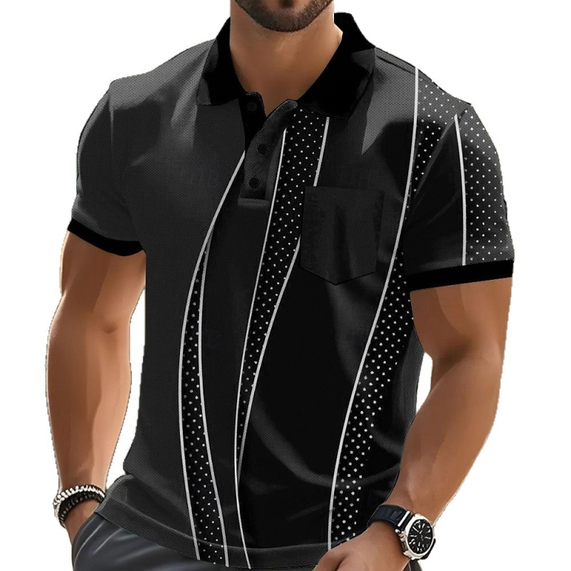 Tehase otsemüük Euroopa ja Ameerika piiriülene enimmüüdud 3D-digitaalprintimisega lühikeste varrukatega meeste polosärk suviseks igapäevaseks vabaajarõivasteks