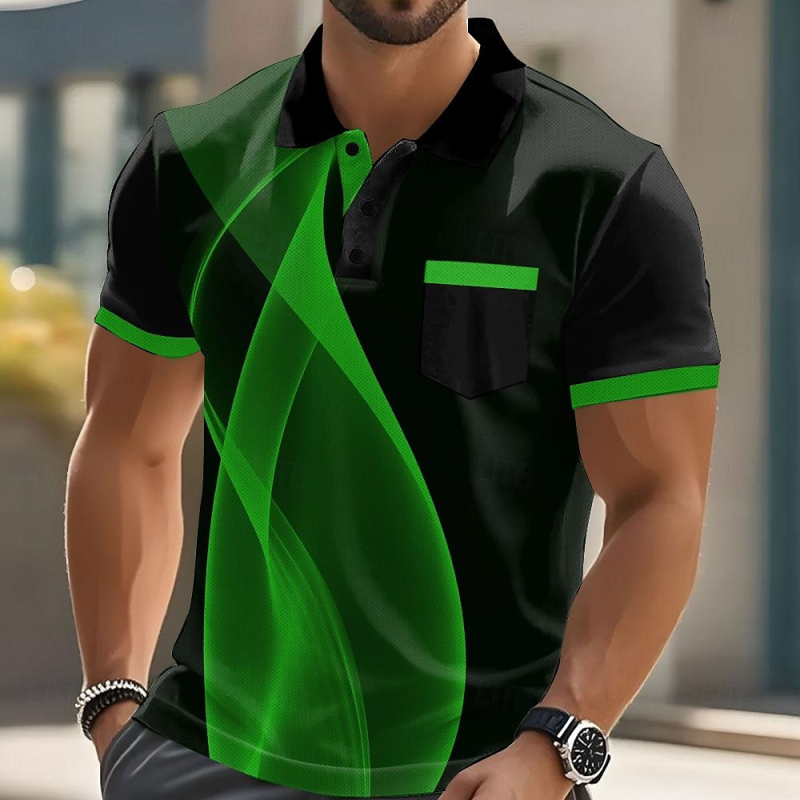 Rūpnīcas tiešā pārdošana Eiropas un Amerikas pārrobežu tirgū Vislabāk pārdotais 3D digitālās drukas īsroku vīriešu polo krekls vasarai, ikdienas, neformālam valkāšanai.