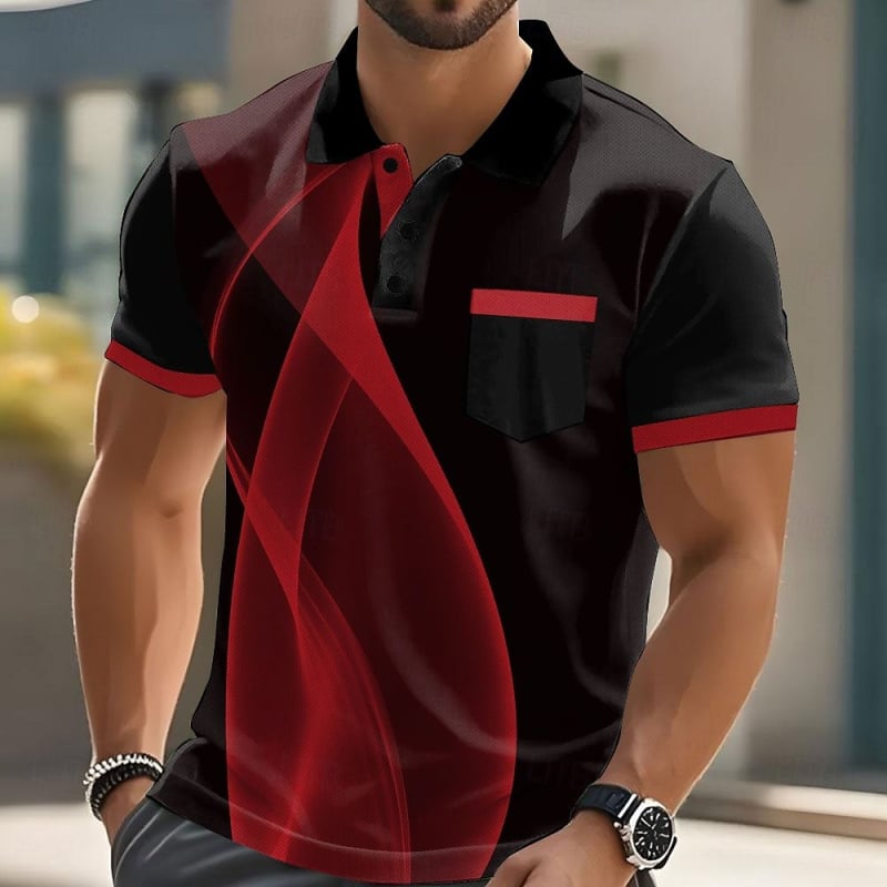 Rūpnīcas tiešā pārdošana Eiropas un Amerikas pārrobežu tirgū Vislabāk pārdotais 3D digitālās drukas īsroku vīriešu polo krekls vasarai, ikdienas, neformālam valkāšanai.