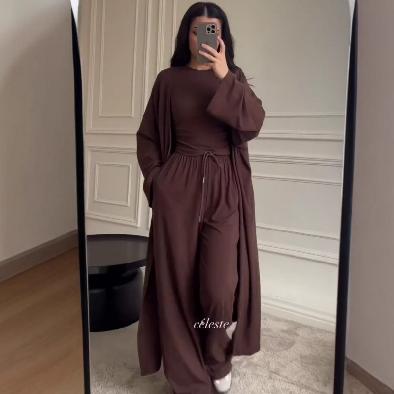 Лято 2025, европейски и американски дамски нови модни панталони с кръгло деколте, с прилепнала кройка, ежедневни, универсални, свободни, еластични, с широки крачоли, за костюми