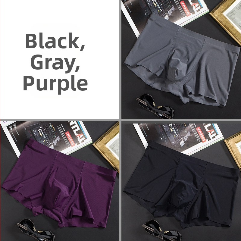 Vyriškos ledo šilko plonos besiūlės bokseriai, verslo, kvėpuojančios, vyriškos apatinės kelnaitės, vasarinės, patogios bokseriai