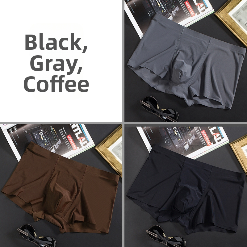 Vyriškos ledo šilko plonos besiūlės bokseriai, verslo, kvėpuojančios, vyriškos apatinės kelnaitės, vasarinės, patogios bokseriai