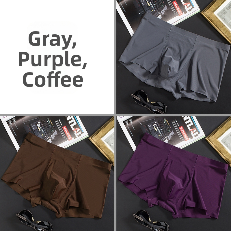 Vyriškos ledo šilko plonos besiūlės bokseriai, verslo, kvėpuojančios, vyriškos apatinės kelnaitės, vasarinės, patogios bokseriai