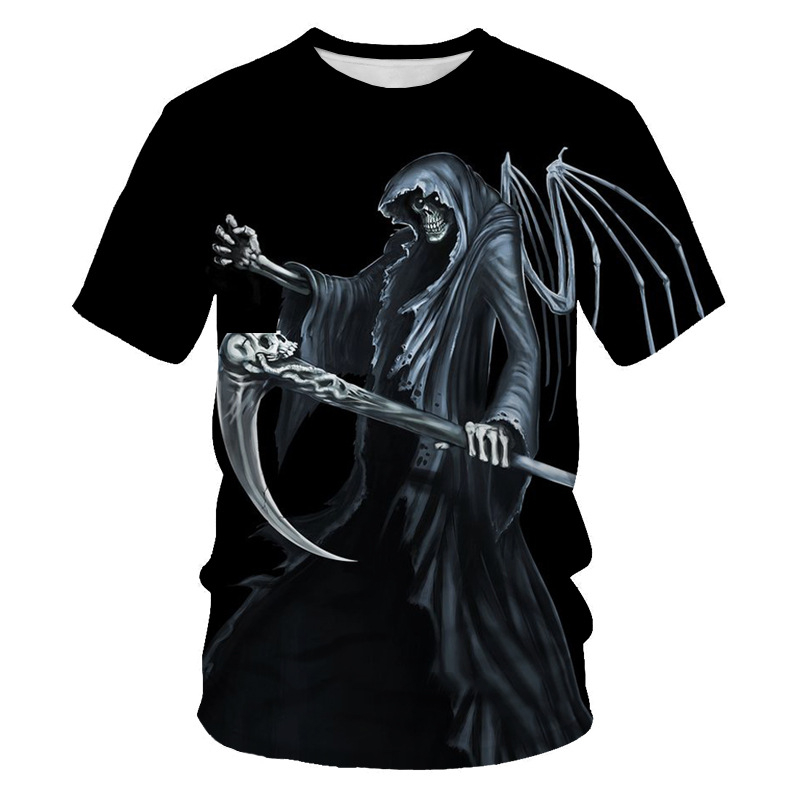 Ljetna nova trendi muška majica kratkih rukava s motivom lubanje, 3D digitalni tisak, tvornička izravna prodaja