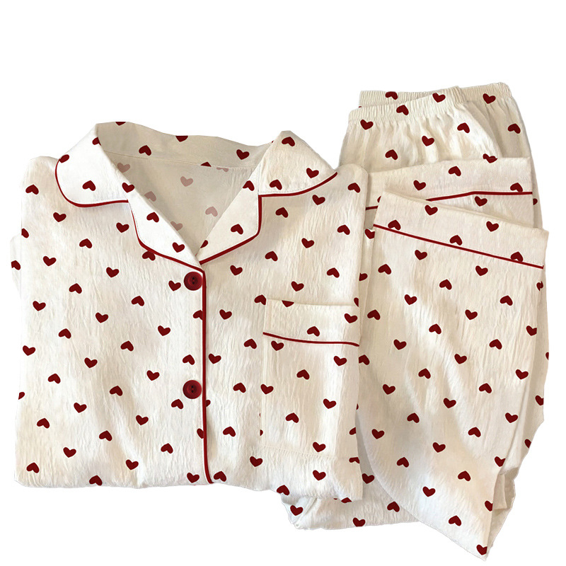 Nježni vjetar djevojka ljubav kardigan pidžama može se nositi proljeće nova zgužvana tkanina kućna odjeća dugi rukav odijelo veleprodaja