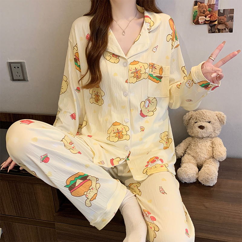 Nježni vjetar djevojka ljubav kardigan pidžama može se nositi proljeće nova zgužvana tkanina kućna odjeća dugi rukav odijelo veleprodaja