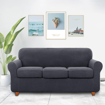 Tamprus ananasų rašto languotas sofos užvalkalas, pilnai užvalkalas, 3 vietų, vienspalvis, tamprus sofos užvalkalų komplektas, 3 atskiros pagalvėlių užvalkalai