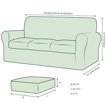 Tamprus ananasų rašto languotas sofos užvalkalas, pilnai užvalkalas, 3 vietų, vienspalvis, tamprus sofos užvalkalų komplektas, 3 atskiros pagalvėlių užvalkalai