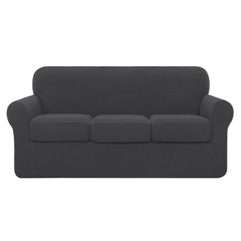 Tamprus ananasų rašto languotas sofos užvalkalas, pilnai užvalkalas, 3 vietų, vienspalvis, tamprus sofos užvalkalų komplektas, 3 atskiros pagalvėlių užvalkalai