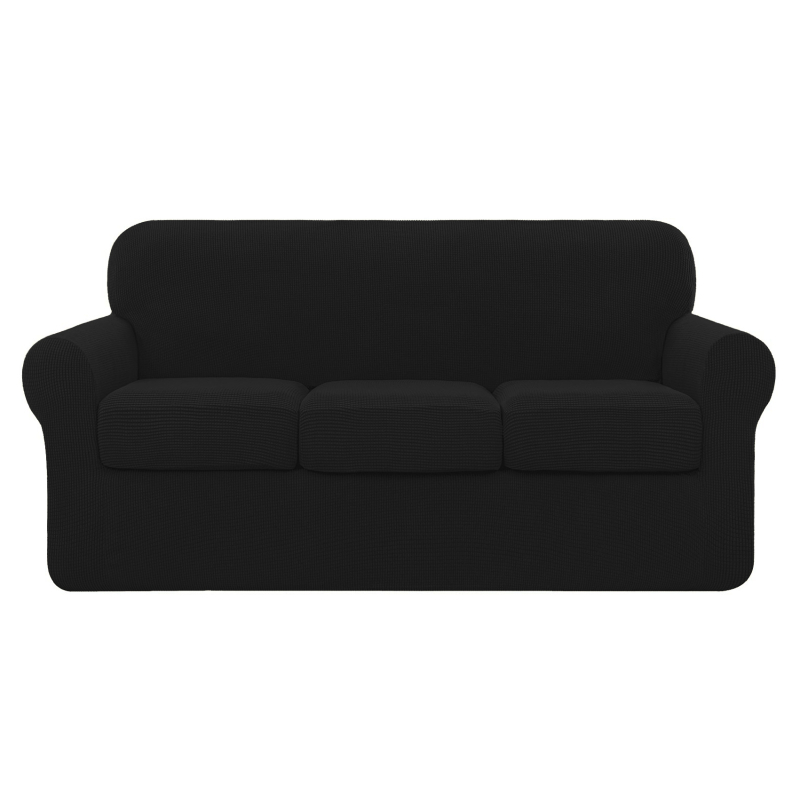 Tamprus ananasų rašto languotas sofos užvalkalas, pilnai užvalkalas, 3 vietų, vienspalvis, tamprus sofos užvalkalų komplektas, 3 atskiros pagalvėlių užvalkalai