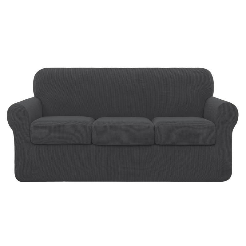 Tamprus ananasų rašto languotas sofos užvalkalas, pilnai užvalkalas, 3 vietų, vienspalvis, tamprus sofos užvalkalų komplektas, 3 atskiros pagalvėlių užvalkalai