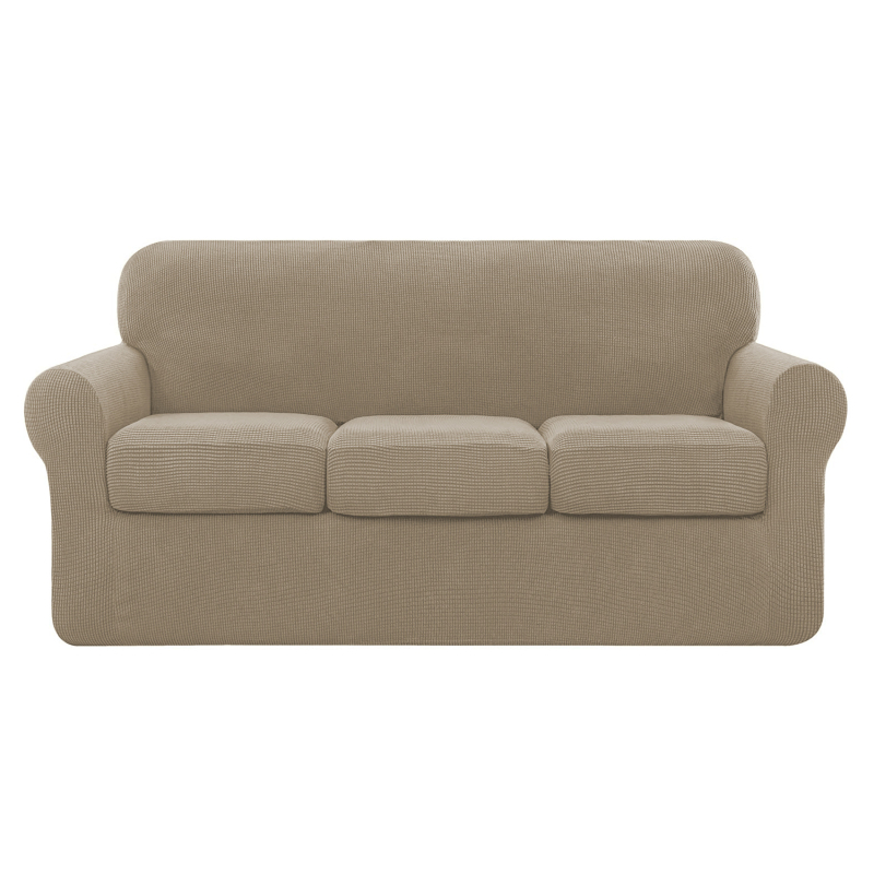 Tamprus ananasų rašto languotas sofos užvalkalas, pilnai užvalkalas, 3 vietų, vienspalvis, tamprus sofos užvalkalų komplektas, 3 atskiros pagalvėlių užvalkalai