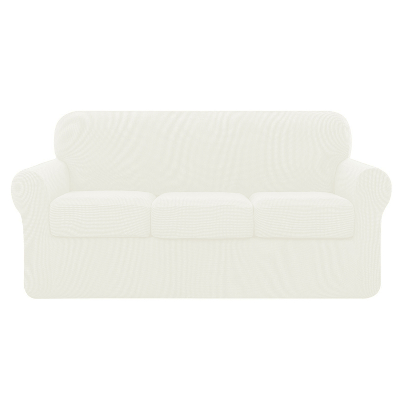 Tamprus ananasų rašto languotas sofos užvalkalas, pilnai užvalkalas, 3 vietų, vienspalvis, tamprus sofos užvalkalų komplektas, 3 atskiros pagalvėlių užvalkalai