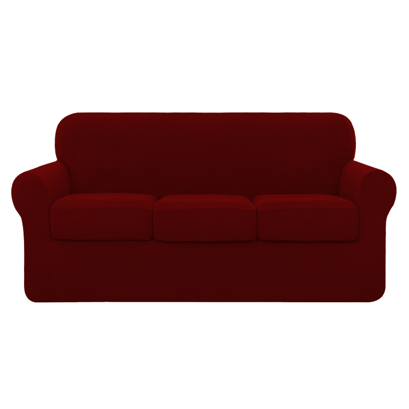 Tamprus ananasų rašto languotas sofos užvalkalas, pilnai užvalkalas, 3 vietų, vienspalvis, tamprus sofos užvalkalų komplektas, 3 atskiros pagalvėlių užvalkalai