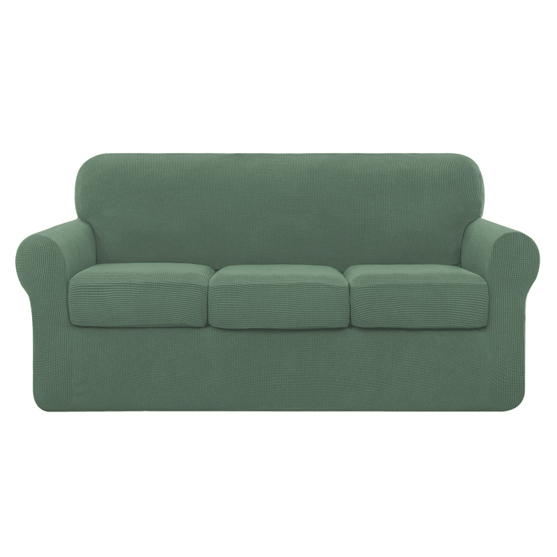 Tamprus ananasų rašto languotas sofos užvalkalas, pilnai užvalkalas, 3 vietų, vienspalvis, tamprus sofos užvalkalų komplektas, 3 atskiros pagalvėlių užvalkalai