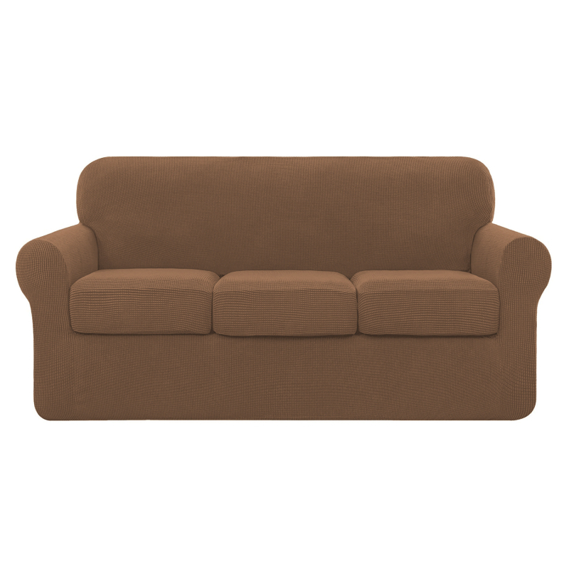 Tamprus ananasų rašto languotas sofos užvalkalas, pilnai užvalkalas, 3 vietų, vienspalvis, tamprus sofos užvalkalų komplektas, 3 atskiros pagalvėlių užvalkalai