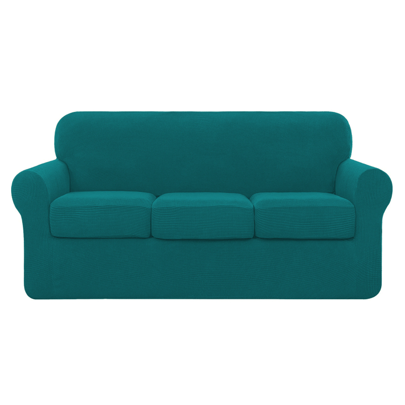 Tamprus ananasų rašto languotas sofos užvalkalas, pilnai užvalkalas, 3 vietų, vienspalvis, tamprus sofos užvalkalų komplektas, 3 atskiros pagalvėlių užvalkalai