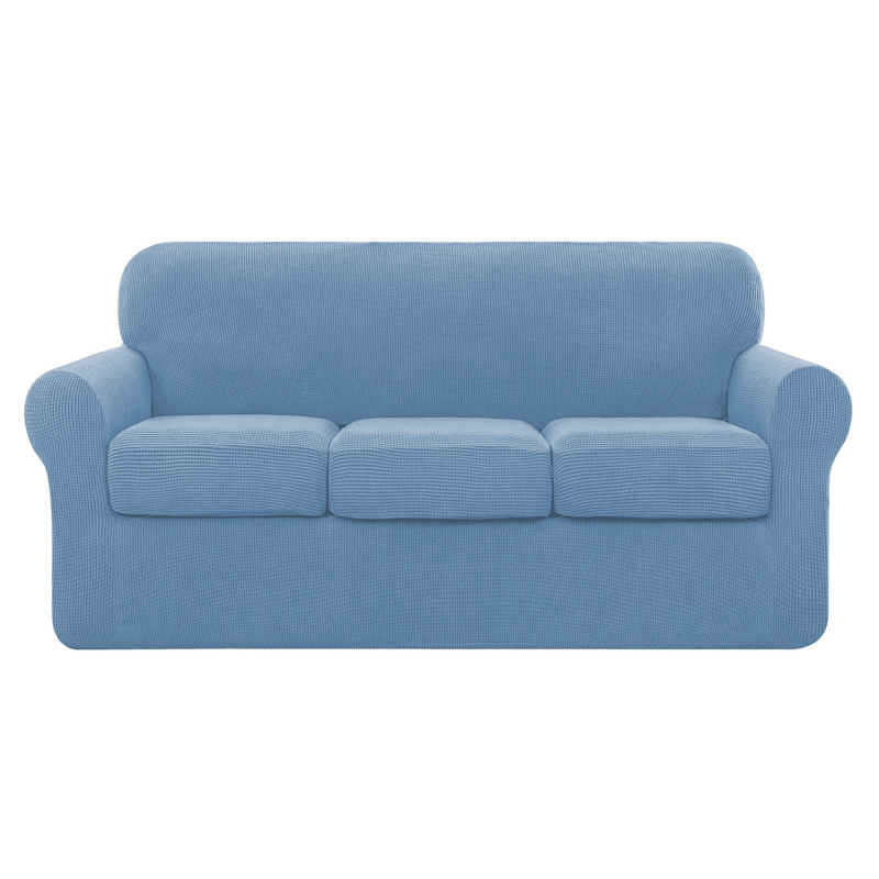 Tamprus ananasų rašto languotas sofos užvalkalas, pilnai užvalkalas, 3 vietų, vienspalvis, tamprus sofos užvalkalų komplektas, 3 atskiros pagalvėlių užvalkalai