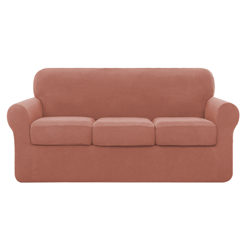 Tamprus ananasų rašto languotas sofos užvalkalas, pilnai užvalkalas, 3 vietų, vienspalvis, tamprus sofos užvalkalų komplektas, 3 atskiros pagalvėlių užvalkalai