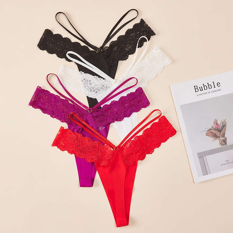 Σέξι Ευρωπαϊκό και Αμερικανικό σέξι γυναικείο εσώρουχο με χαμηλή μέση από δαντέλα και λεπτή ύφανση