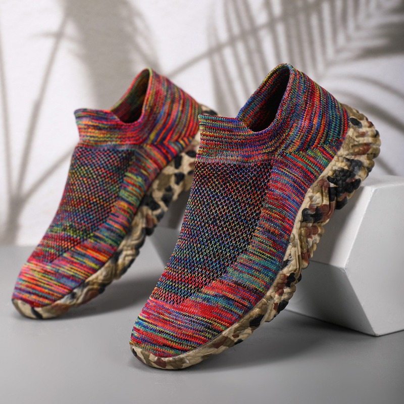 Директни продажби от фабриката за външна търговия Популярни мъжки обувки Големи размери Спортни камуфлажни плетени мрежести удобни дишащи ежедневни спортни обувки