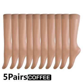 2025 m. naujos europietiškos ir amerikietiškos 5 poros moteriškų kojinių virš kelių, skaidrios, vienspalvės, tarptautinis tiesioginis pristatymas