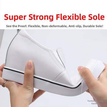 Λευκά γυναικεία παπούτσια ύψους 33~41 γιάρδων, ανοιξιάτικα και φθινοπωρινά, ευέλικτα καλοκαιρινά, αναπνεύσιμα μοκασίνια με πετάλια, mom yun Hao