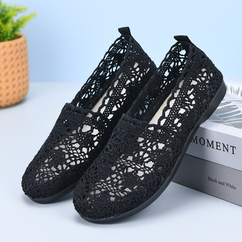 Sandale de vară cu goluri plate, respirabile, confortabile, casual, ultra ușoare, rezistente la uzură, antiderapante, pantofi de mamă, pantofi de fasole all-match pentru păr