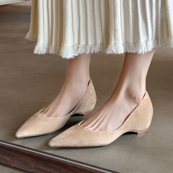 Elegantne ženske cipele s tankim vrhom i ovčjom kožom, za jesen 2025., s visokom petom i plitkom petom za povećanje visine