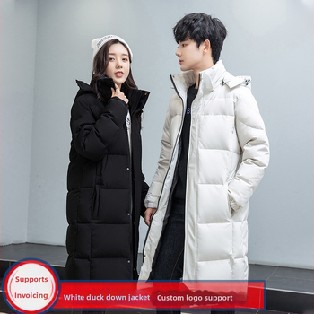 Talvine valge pardijope paaridele meeste ja naiste kapuutsiga 4S müügitööriistad pikk mantel kombinesoon trükkimisega LGOO