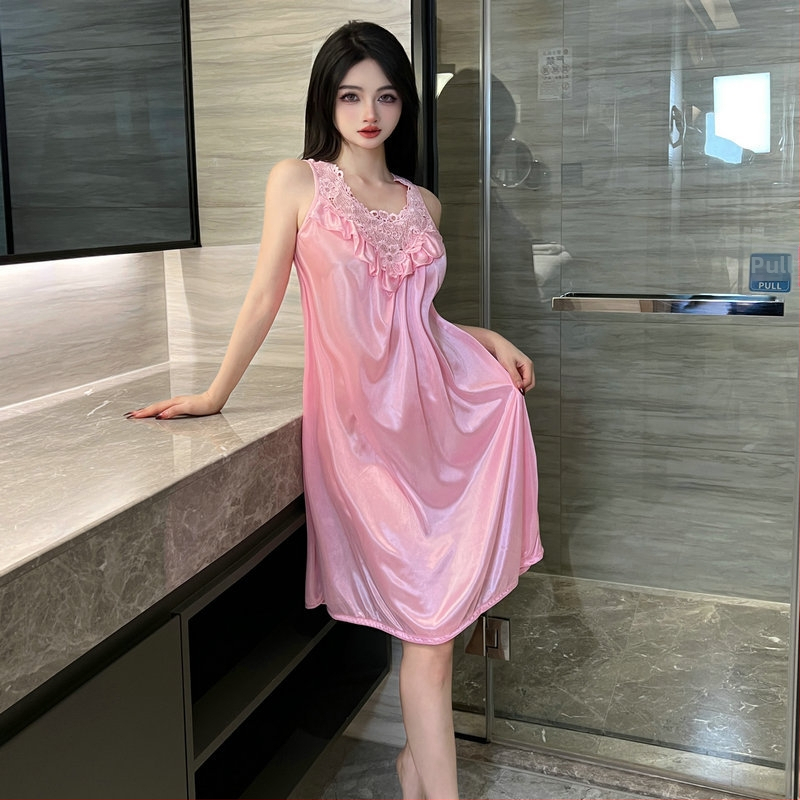 Väliskaubanduse pluss paks seksikas öösärk õhuke suvine jääsiidist lahtine öösärk puhas soov tuulega sling-öösärk naistele 4002