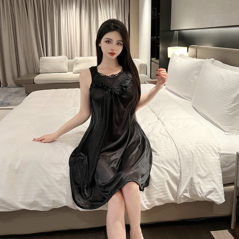 Užsienio prekyba plius stori seksualūs naktinukai ploni vasariniai ledo šilko laisvi naktinukai gryno noro vėjo dirželiai moteriški naktinukai 4002