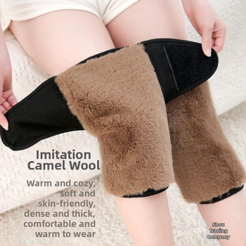 Genunchiere de iarnă din păr de cămilă, calde, rezistente la frig, pentru bărbați și femei, de vârstă mijlocie și vârstnici, căptușite cu fleece, îngroșate, rezistente la vânt, genunchiere, acoperă picioarele