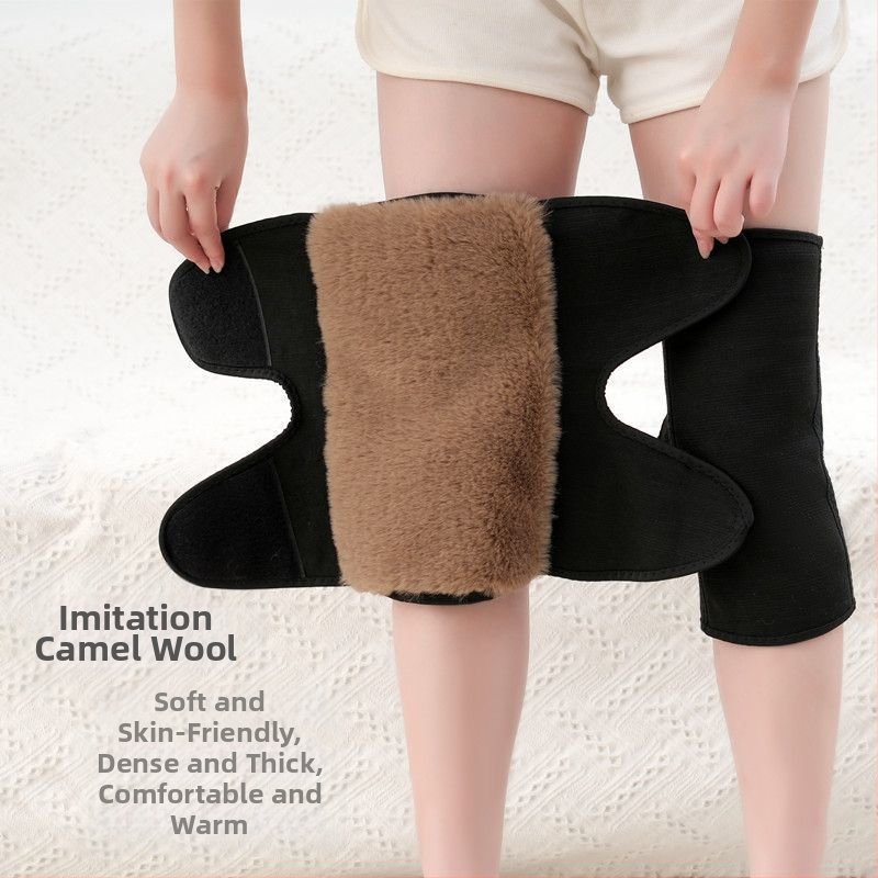 Genunchiere de iarnă din păr de cămilă, calde, rezistente la frig, pentru bărbați și femei, de vârstă mijlocie și vârstnici, căptușite cu fleece, îngroșate, rezistente la vânt, genunchiere, acoperă picioarele