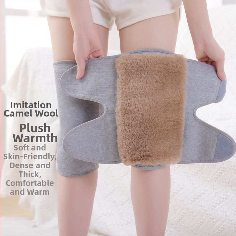 Genunchiere de iarnă din păr de cămilă, calde, rezistente la frig, pentru bărbați și femei, de vârstă mijlocie și vârstnici, căptușite cu fleece, îngroșate, rezistente la vânt, genunchiere, acoperă picioarele