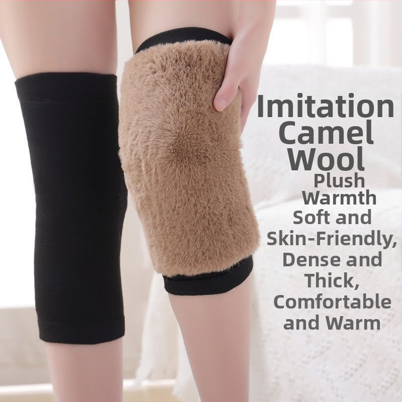 Genunchiere de iarnă din păr de cămilă, calde, rezistente la frig, pentru bărbați și femei, de vârstă mijlocie și vârstnici, căptușite cu fleece, îngroșate, rezistente la vânt, genunchiere, acoperă picioarele