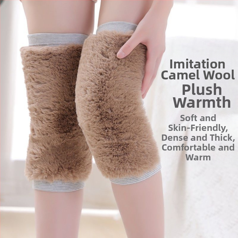Genunchiere de iarnă din păr de cămilă, calde, rezistente la frig, pentru bărbați și femei, de vârstă mijlocie și vârstnici, căptușite cu fleece, îngroșate, rezistente la vânt, genunchiere, acoperă picioarele