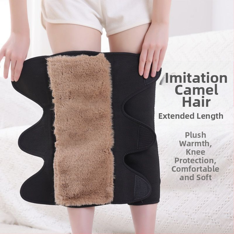 Genunchiere de iarnă din păr de cămilă, calde, rezistente la frig, pentru bărbați și femei, de vârstă mijlocie și vârstnici, căptușite cu fleece, îngroșate, rezistente la vânt, genunchiere, acoperă picioarele