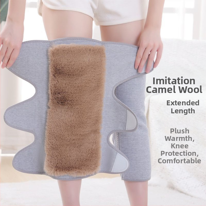 Genunchiere de iarnă din păr de cămilă, calde, rezistente la frig, pentru bărbați și femei, de vârstă mijlocie și vârstnici, căptușite cu fleece, îngroșate, rezistente la vânt, genunchiere, acoperă picioarele