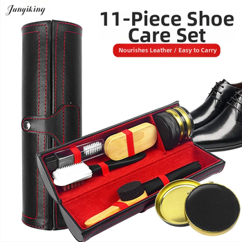 Odinių batų priežiūros ir poliravimo batų tepalo rinkinys, 11 dalių odinės avalynės priežiūrai, juodo bespalvio batų tepalo valymo ir priežiūros įrankiai