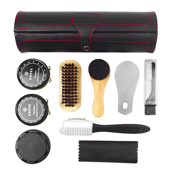 Odinių batų priežiūros ir poliravimo batų tepalo rinkinys, 11 dalių odinės avalynės priežiūrai, juodo bespalvio batų tepalo valymo ir priežiūros įrankiai