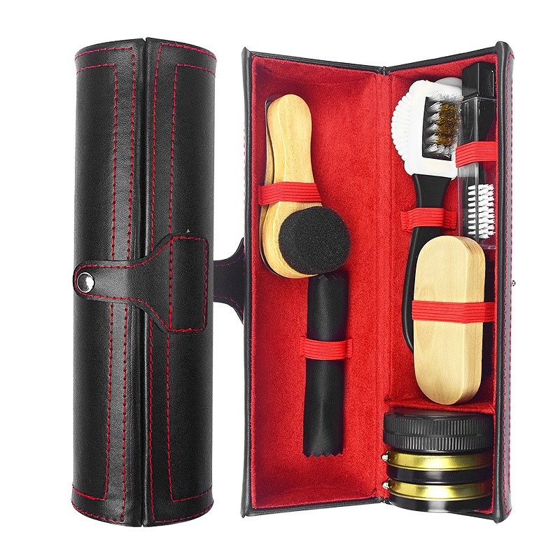 Odinių batų priežiūros ir poliravimo batų tepalo rinkinys, 11 dalių odinės avalynės priežiūrai, juodo bespalvio batų tepalo valymo ir priežiūros įrankiai