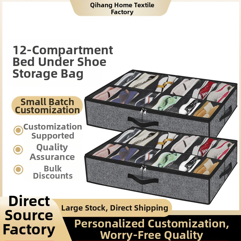 „Amazon“ lovos apačios batų laikymo krepšys sulankstomas neaustinis 12 tinklelių batų dėžės apdailos krepšys namams, didmeninė prekyba