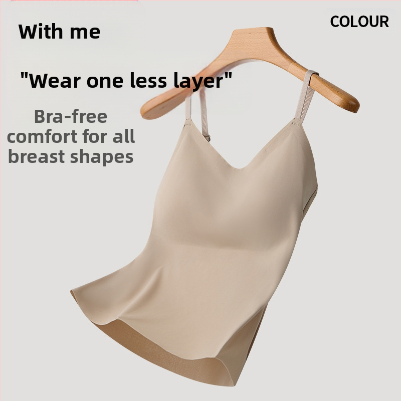 Дълга камизола в популярен стил с красив гръб за жени, лятна фиксирана чашка, без банели, безшевна горна дреха, голям размер