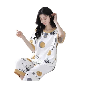 2025. aasta uued naiste pidžaamad, lühikeste varrukatega kärbitud püksid, moekostüüm, vabaaja etnilise stiili noore ema koduriided