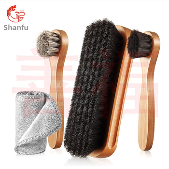 Aukštos klasės priežiūros masyvo medinis batų šepečių rinkinys odiniams batams, batų priežiūrai, pilnas šepečių valymo šepetys, arklio šerių šepetys, kostiumas