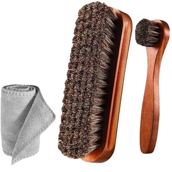 Aukštos klasės priežiūros masyvo medinis batų šepečių rinkinys odiniams batams, batų priežiūrai, pilnas šepečių valymo šepetys, arklio šerių šepetys, kostiumas