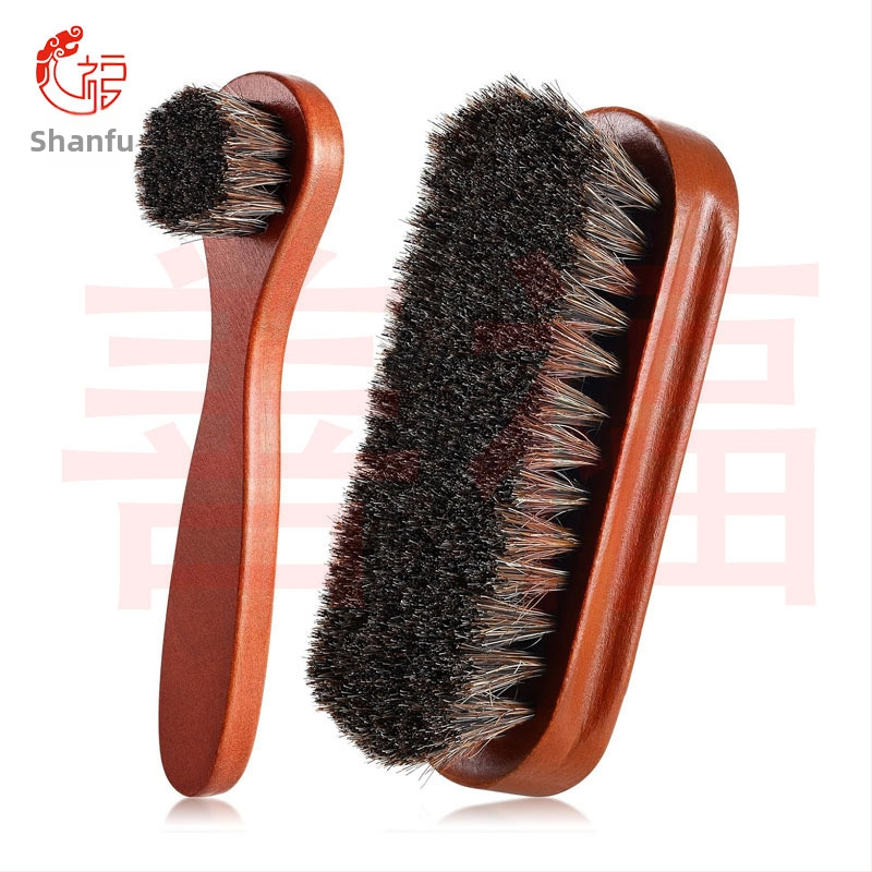 Aukštos klasės priežiūros masyvo medinis batų šepečių rinkinys odiniams batams, batų priežiūrai, pilnas šepečių valymo šepetys, arklio šerių šepetys, kostiumas