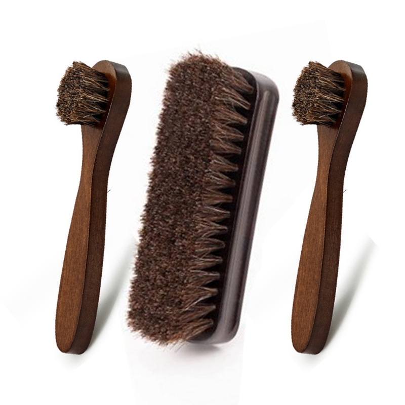 Aukštos klasės priežiūros masyvo medinis batų šepečių rinkinys odiniams batams, batų priežiūrai, pilnas šepečių valymo šepetys, arklio šerių šepetys, kostiumas