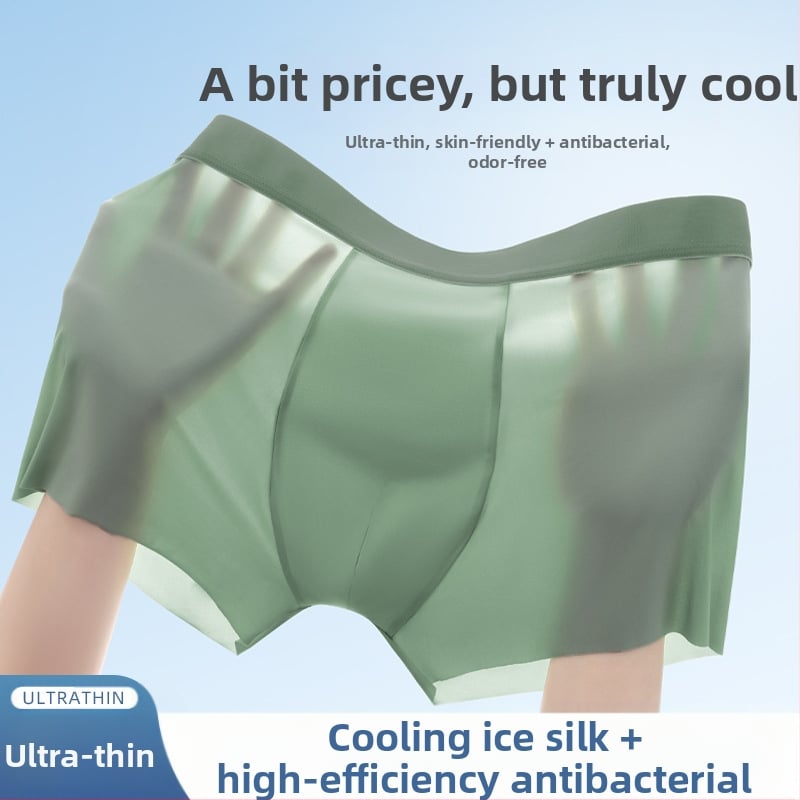 Lenjerie intimă pentru bărbați, pantaloni scurți de mătase glacială, fără urme, transparent, subțire, lenjerie intimă pentru bărbați Cool Sense 7A, boxeri antibacterieni și respirabili